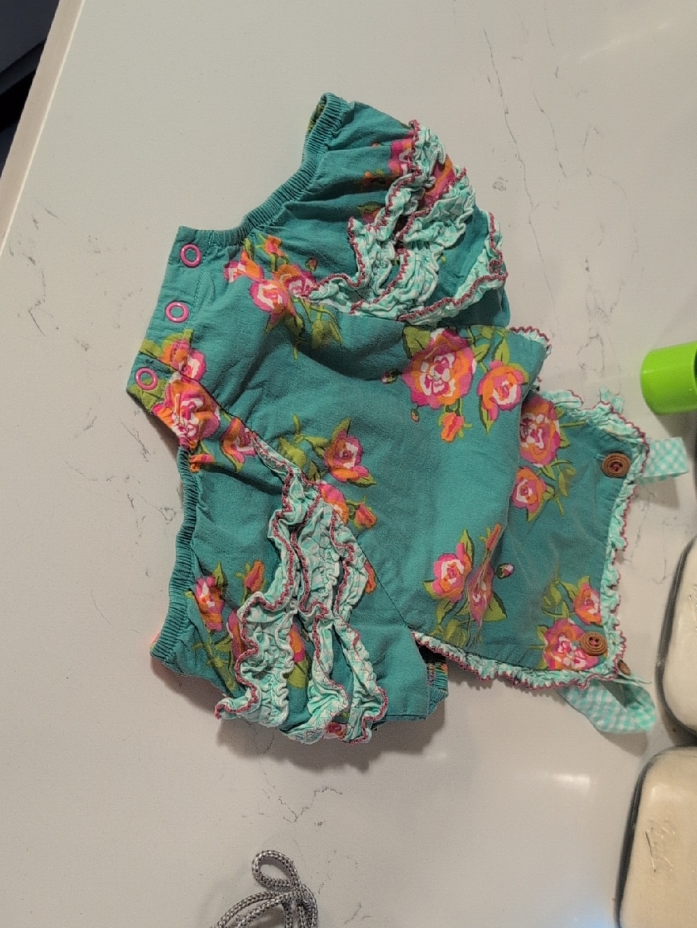 Matilda Jane Turquoise Floral Ruffle Baby Romper
